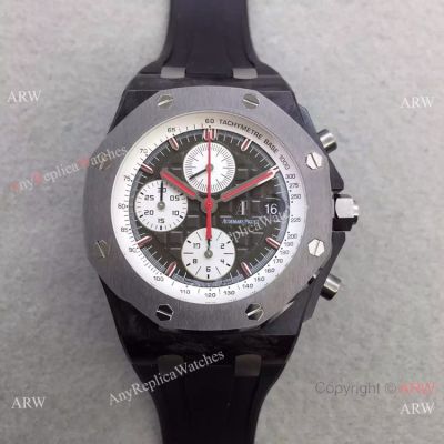 Swiss 7750 Audemars Piguet Royal Oak Offshore Silver Bezel Rubber Band Watch